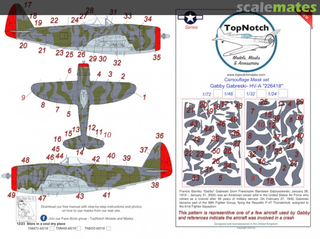 Boxart Republic P-47D Thunderbolt "Bubble top" Gabreski HV-A "226418" TNM48-M218 TopNotch