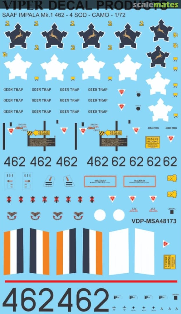 Boxart SAAF Impala Mk.1 '462' Camo Scheme MSA48173 Viper Decal Products