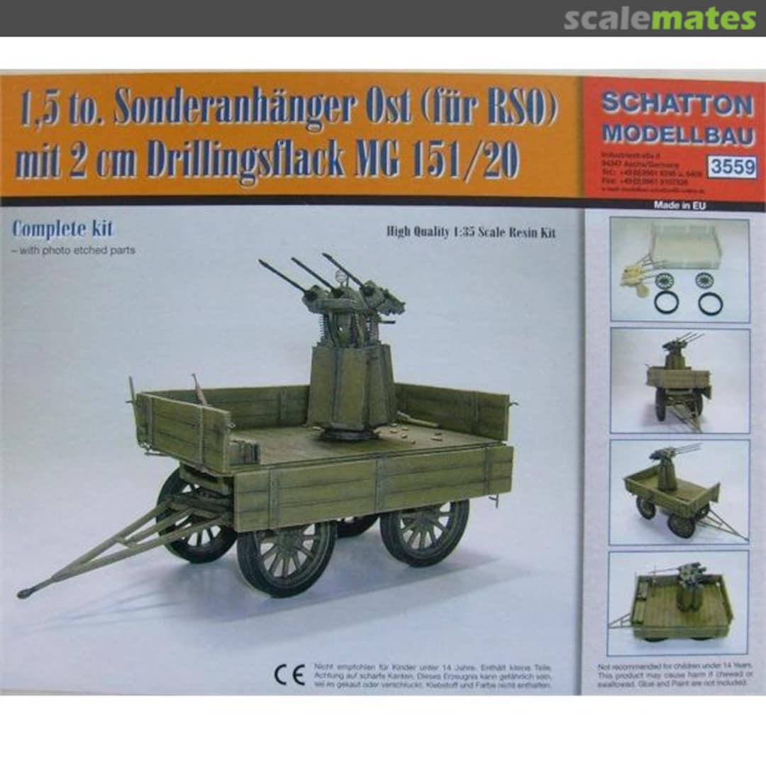 Boxart 1,5t Sd.Ah.Ost mit 2cm Flakdrilling MG151/20 3559 Schatton Modellbau