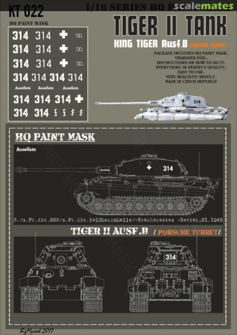 Boxart Kingtiger 3./s.Pz.Abt.503/s.Pz.Abt./Felderrnhalle/-Szarkerestes-Sector 01.1945 Paint Mask KT 022 HQ-Masks