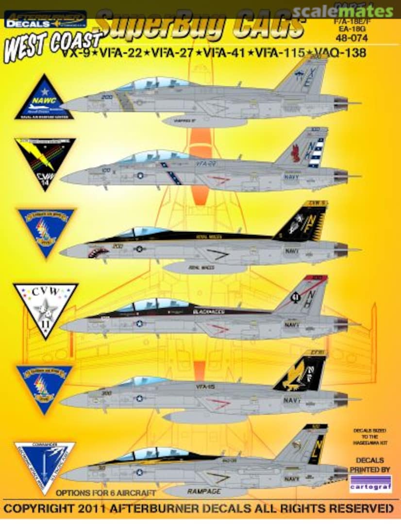 Boxart West Coast Superbug CAGs #1 48-074 Afterburner Decals