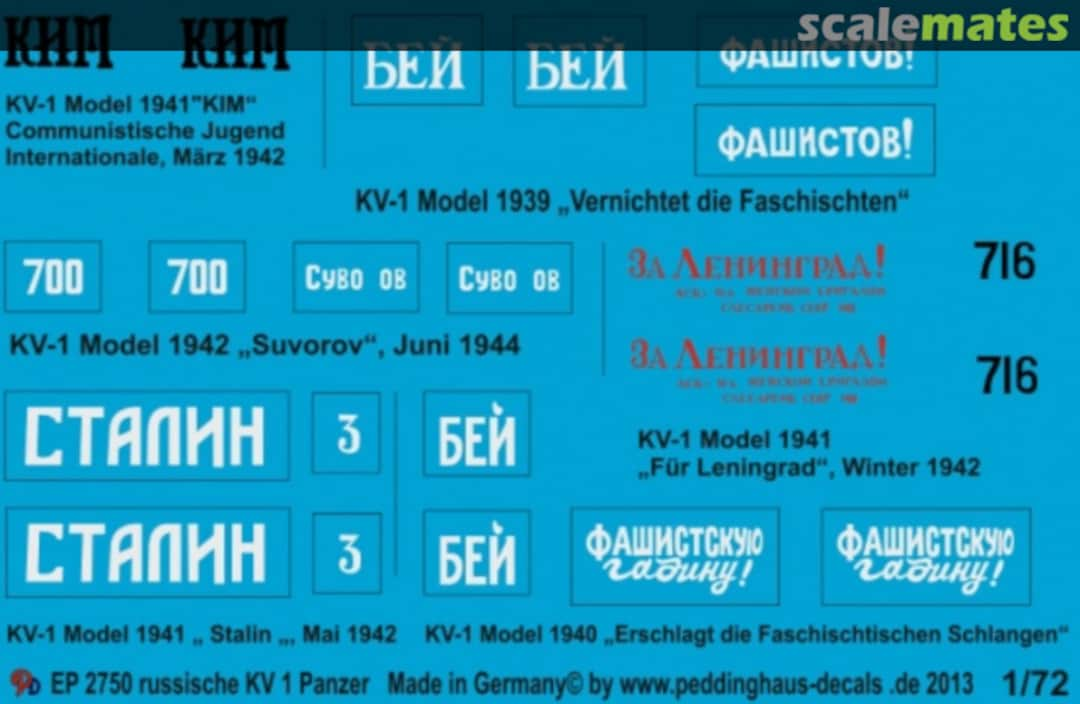 Boxart Russische KV-1 Panzer EP 2750 Peddinghaus-Decals