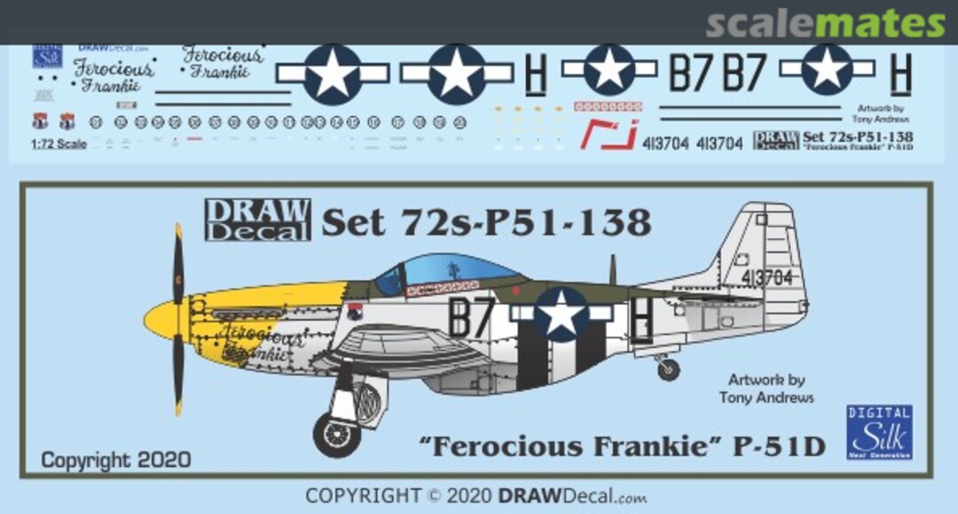 Boxart “Ferocious Frankie” P-51D 72-P51-138 Draw Decal