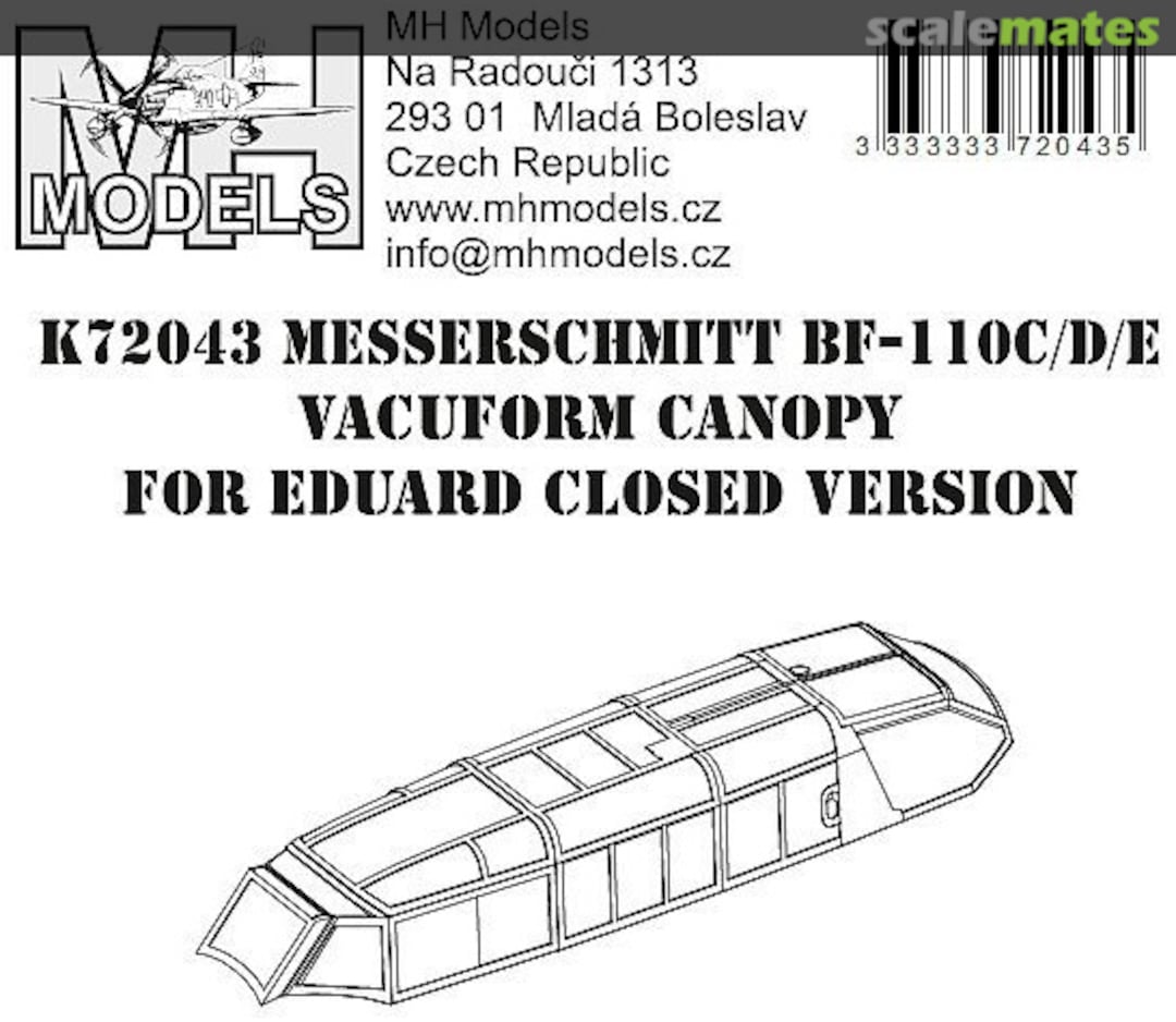 Boxart Messerschmitt Bf-110C/D/E Vacuform Canopy K72043 MH Models