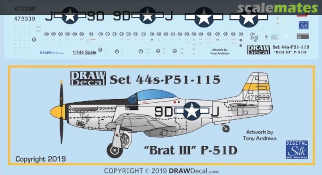 Boxart “The Brat III” P-51D 44-P51-115 Draw Decal