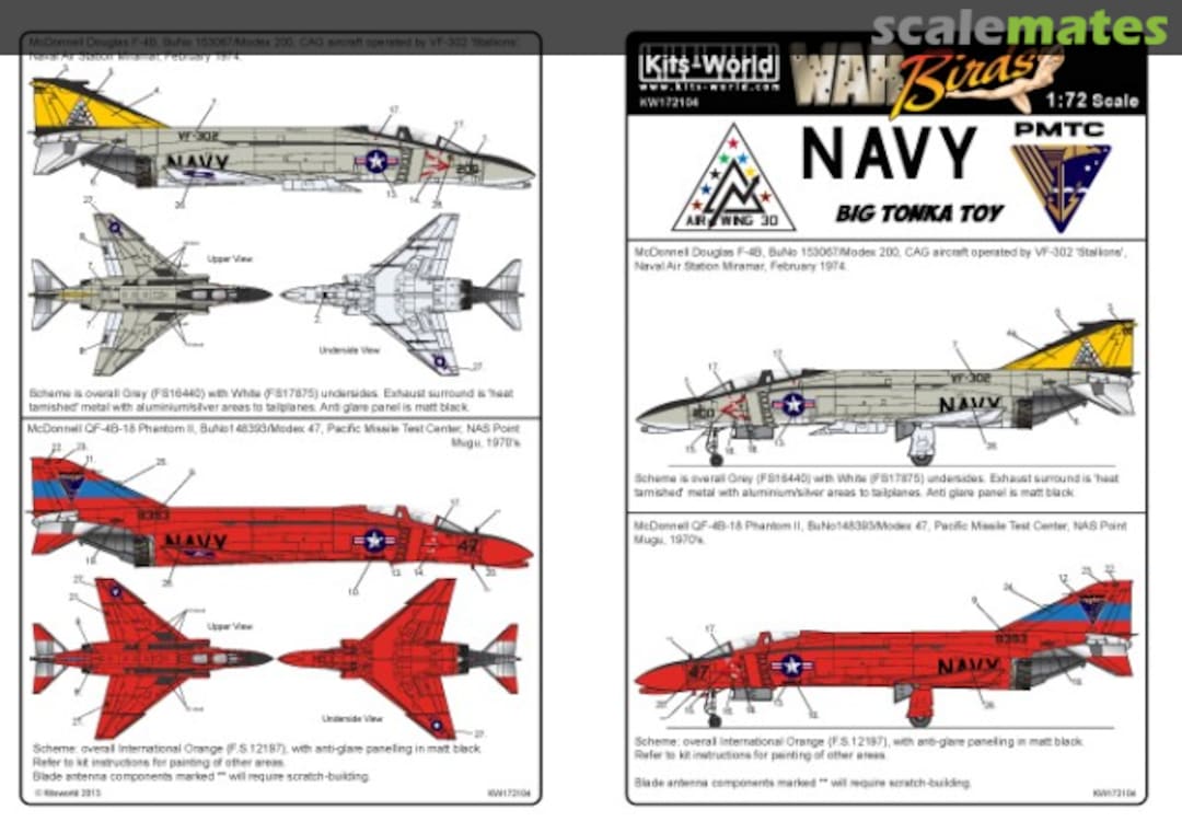 Boxart F-4B QF-4B Phantom II VF-302 PMTC KW172104 Kits-World