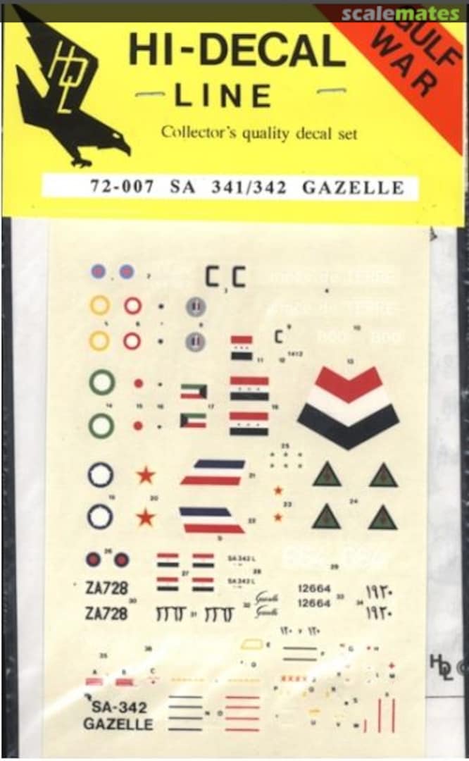 Boxart Aérospatiale SA.341/342 Gazelle 72-007 Hi-Decal Line