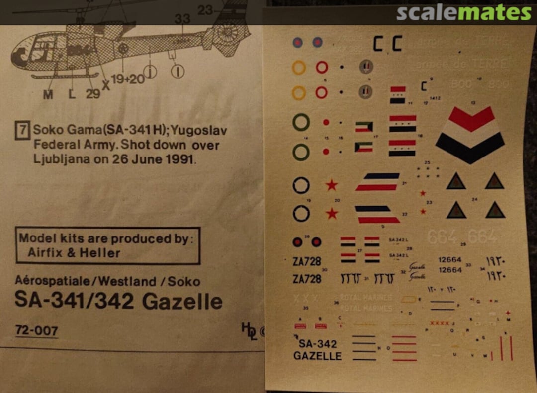 Contents Aérospatiale SA.341/342 Gazelle 72-007 Hi-Decal Line