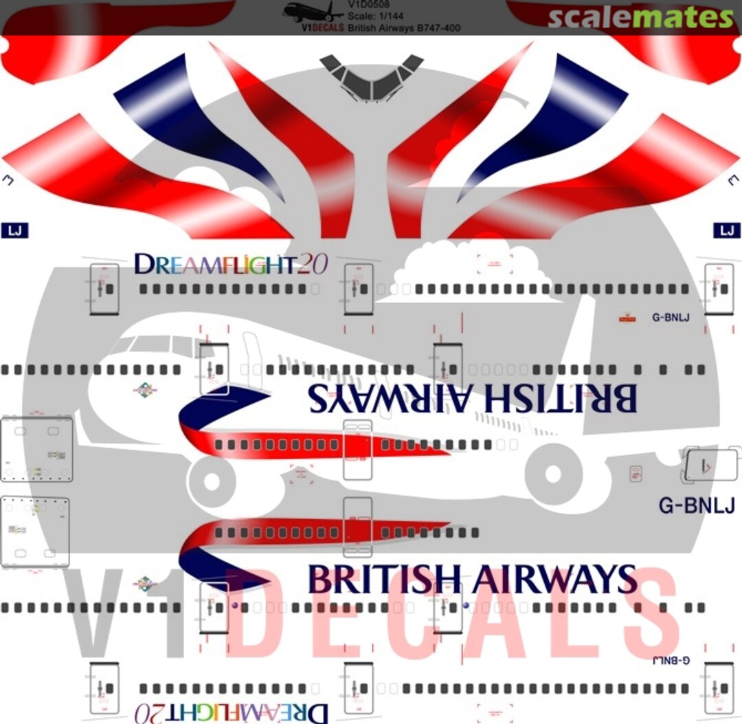 Boxart British Airways Boeing 747-400 V1D0508-200 V1 Decals