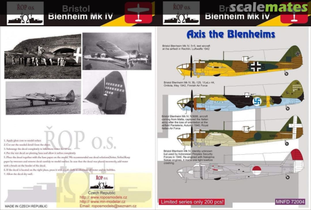 Boxart BRISTOL BLENHEIM MK IV - AXIS THE BLENHEIMS MNFDL72004 ROP o.s.