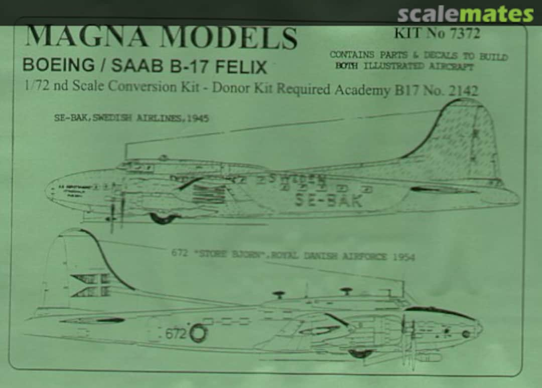 Boxart Boeing / Saab B-17 Felix 7372 Magna Models