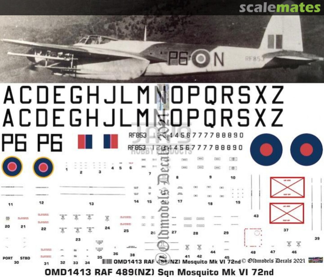 Boxart RAF 498(NZ) Sqn. Mosquito Mk.VI OMD1413 Oldmodels Decals