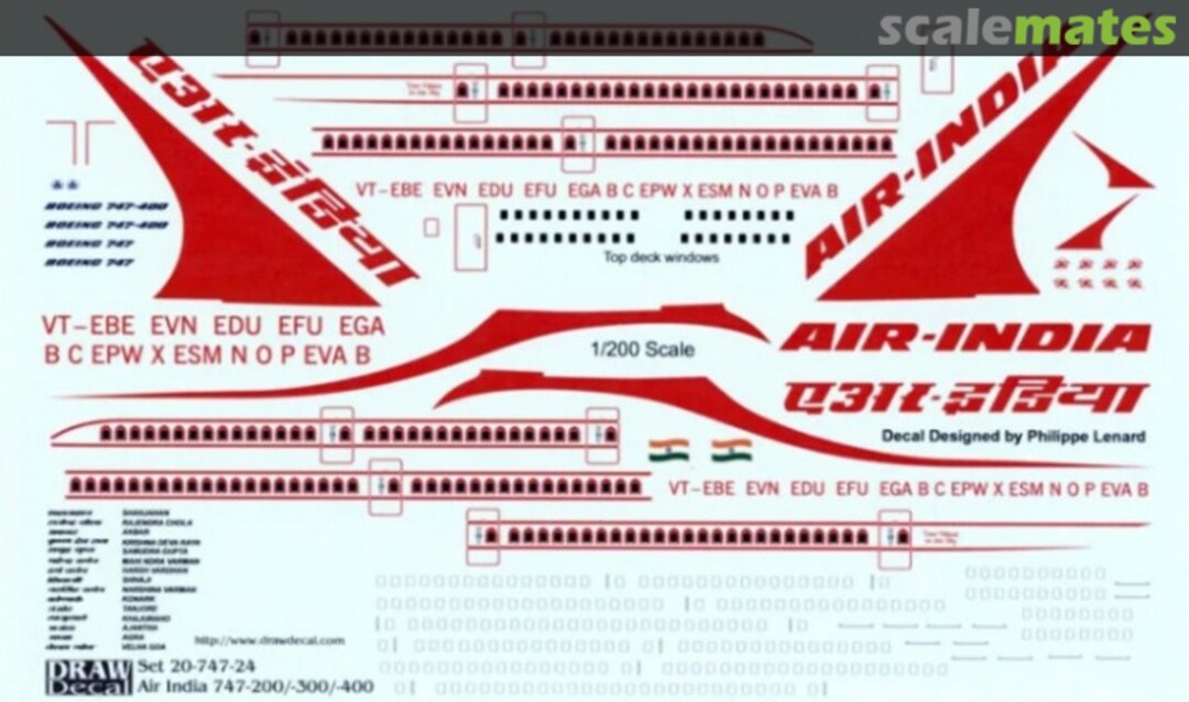 Boxart Air India 747-200/-300/-400 20-747-24 Draw Decal