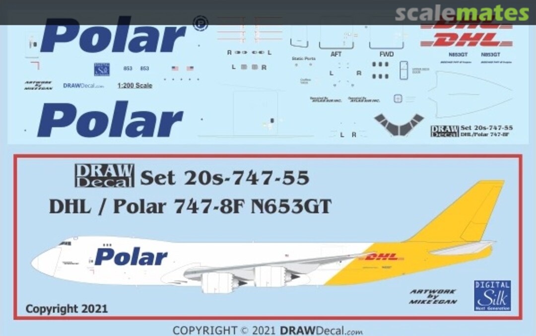 Boxart DHL / Polar 747-8F 20-747-55 Draw Decal