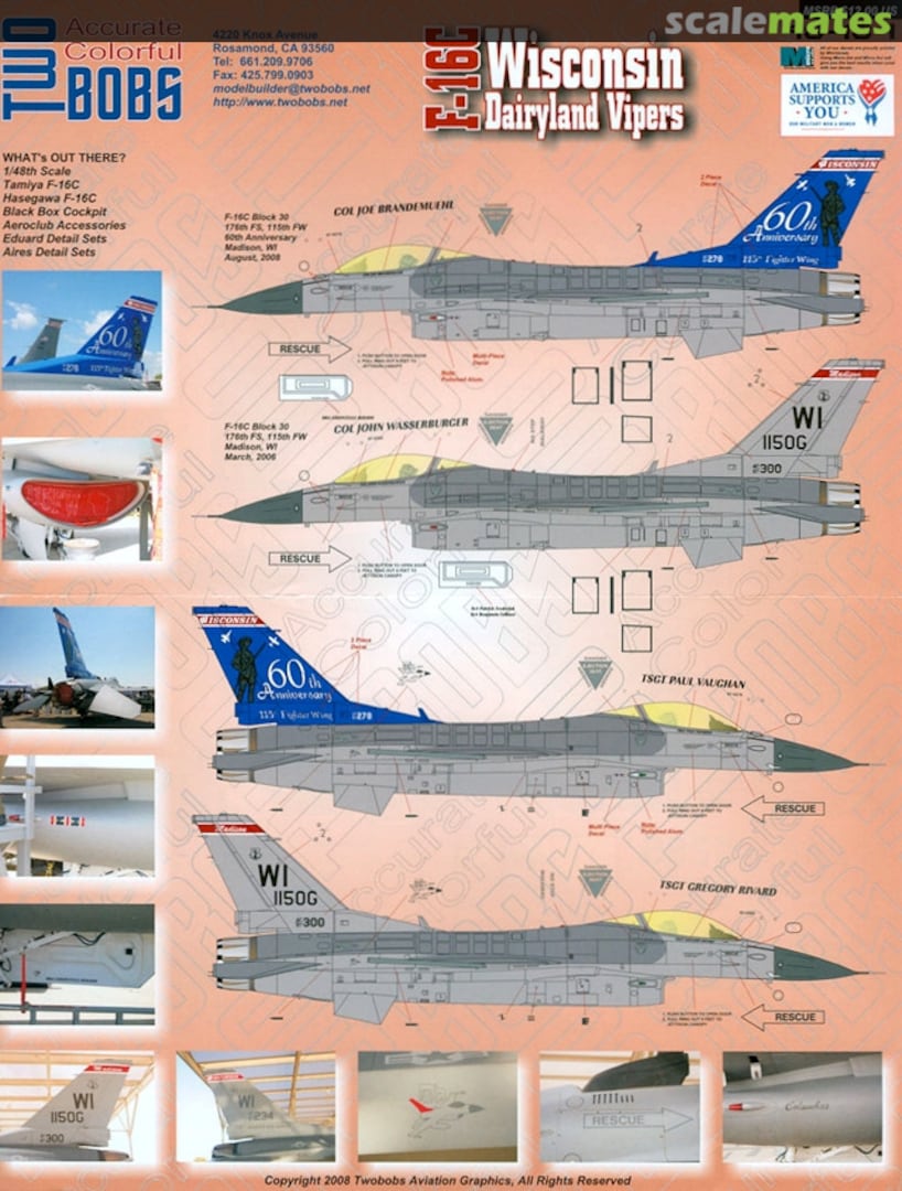 Boxart F-16C Wisconsin Dairyland Vipers 48-184 TwoBobs Aviation Graphics