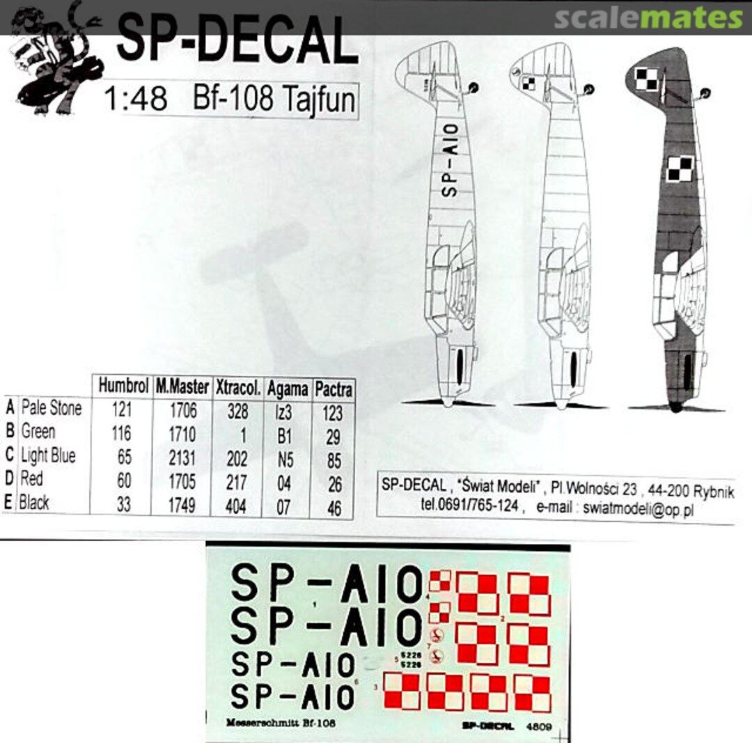 Boxart Messerschmitt Bf 108 4809 SP-Decal