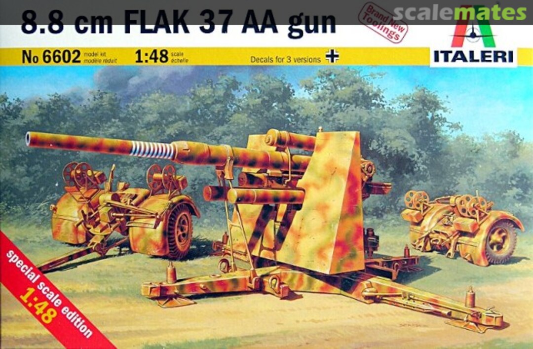 Boxart 8,8cm Flak 37 AA Gun 6602 Italeri