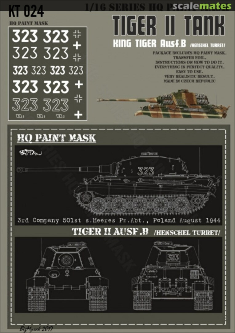 Boxart Kingtiger 3rd Company 501st schwere.Heeres Pz.Abt. Poland August 1944 Paint Mask KT 024 HQ-Masks