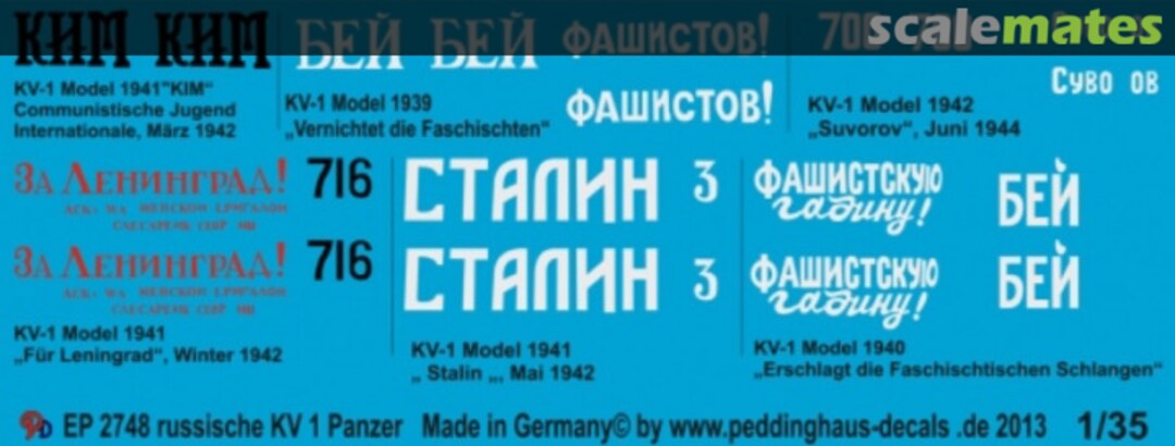 Boxart Russische KV-1 Panzer EP 2748 Peddinghaus-Decals