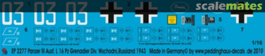 Boxart Panzer III Ausf. L 16 Pz. Grenadier Div. Wschodni, Russland 1943 EP 2277 Peddinghaus-Decals