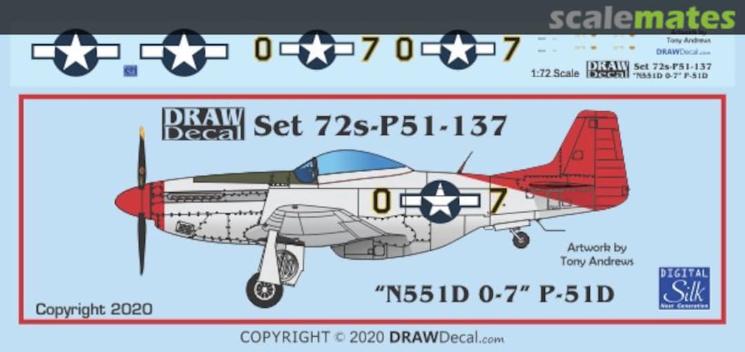 Boxart “N551D 0-7” P-51D 72-P51-137 Draw Decal