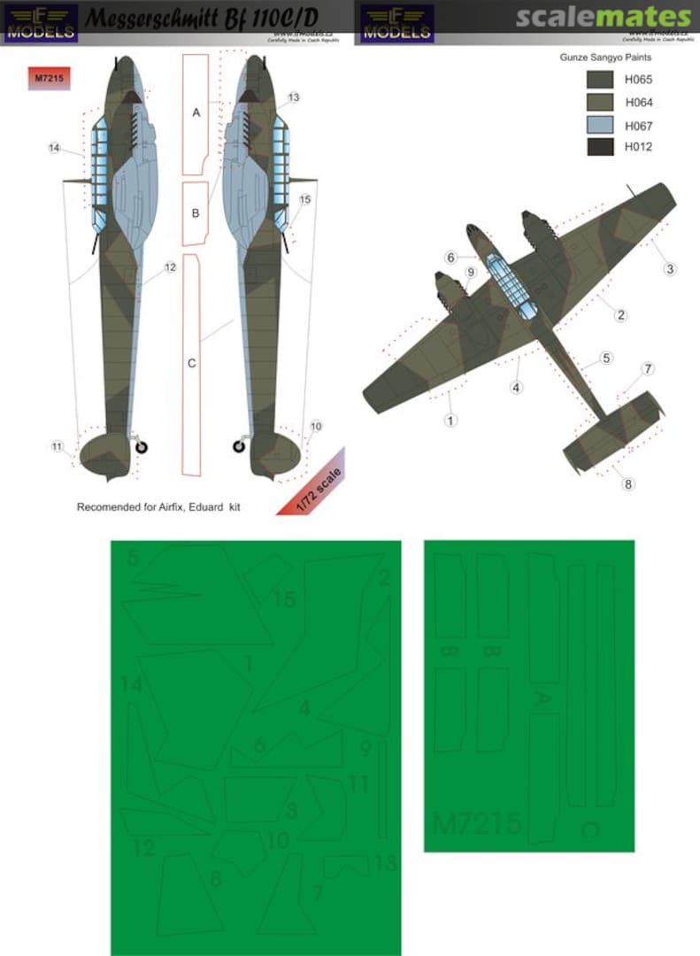 Boxart Messerschmitt Bf 110C/D (Camouflage Painting Masks) M7215 LF Models