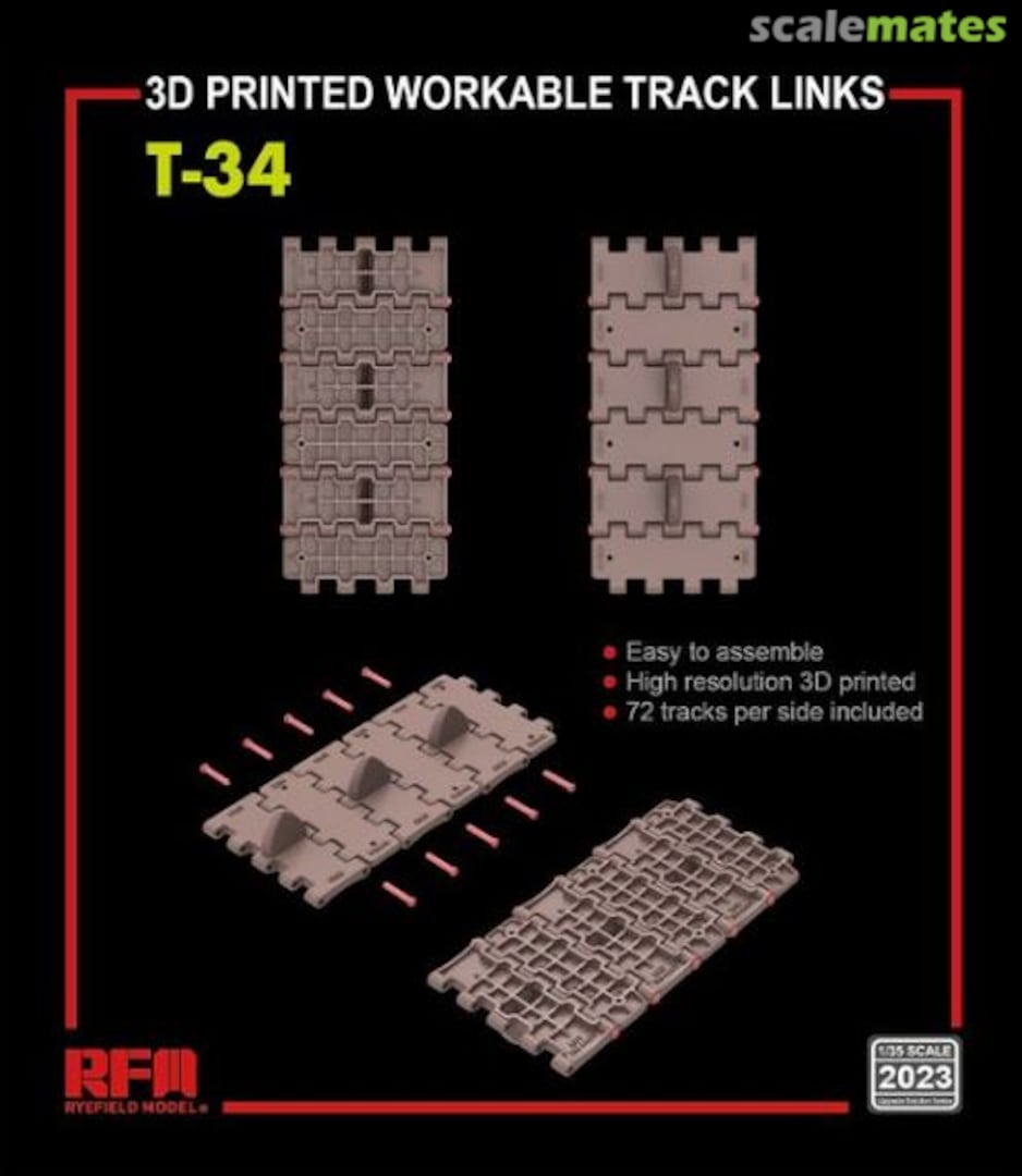 Boxart T-34 3D printed workable track links RM-2023 Rye Field Model