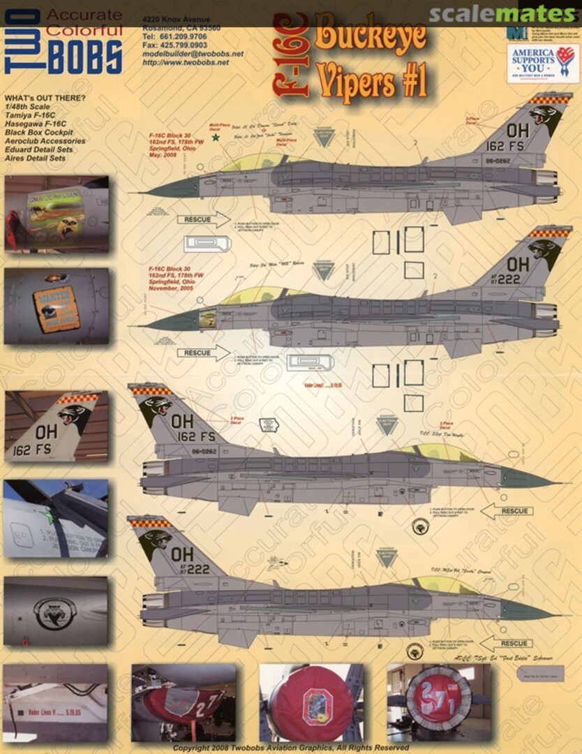 Boxart F-16C Buckeye Vipers #1 48-175 TwoBobs Aviation Graphics