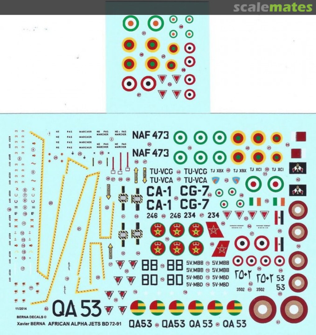 Boxart African Air Forces Alpha Jets BD 72-91 Berna Decals