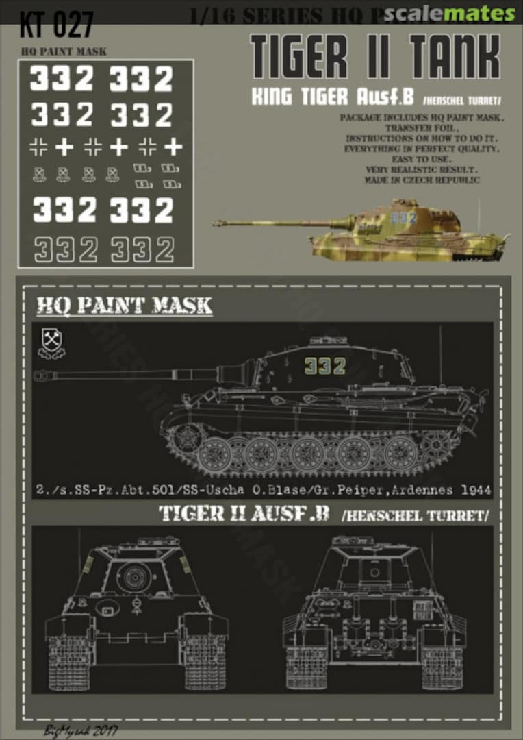 Boxart Kingtiger 2./s.SS-Pz.Abt.501/SS-Uscha O.Blase/ Gr.Peiper Ardennes 1944 Paint Mask KT 027 HQ-Masks