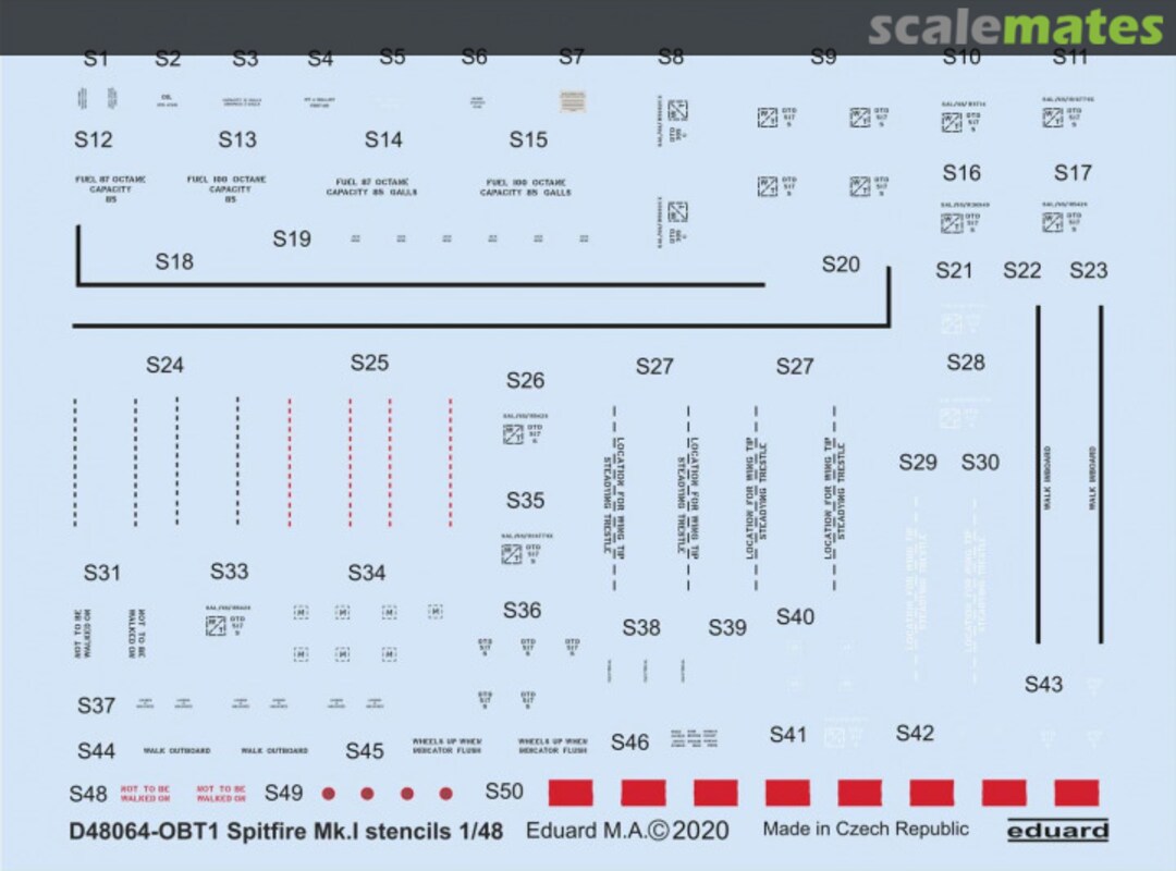 Boxart Spitfire Mk. I stencils D48064 Eduard