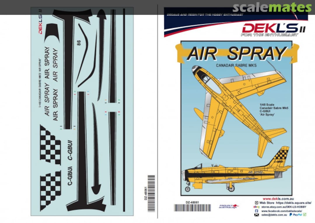 Boxart Air Spray Canadair Sabre Mk5 DZ-48061 DEKL's