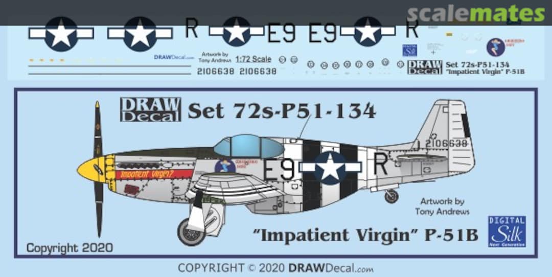 Boxart “Impatient Virgin” P-51B 72-P51-134 Draw Decal