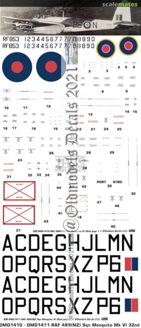 Boxart RAF 498(NZ) Sqn. Mosquito Mk.VI OMD1410 Oldmodels Decals