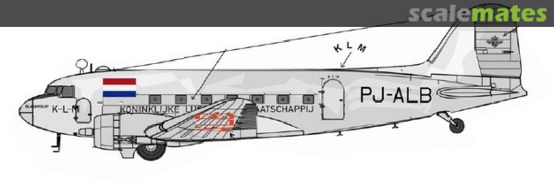 Boxart Douglas DC-3 KLM West Indies Dutch Antilles Part 1 Early schemes AIPD-80-144 Aircraft in Plastic