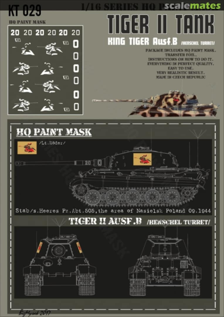 Boxart Kingtiger stab /schwere Heeres Pz.Abt.505 area of Nasielsk Poland 09 1944 Paint Mask KT 029 HQ-Masks