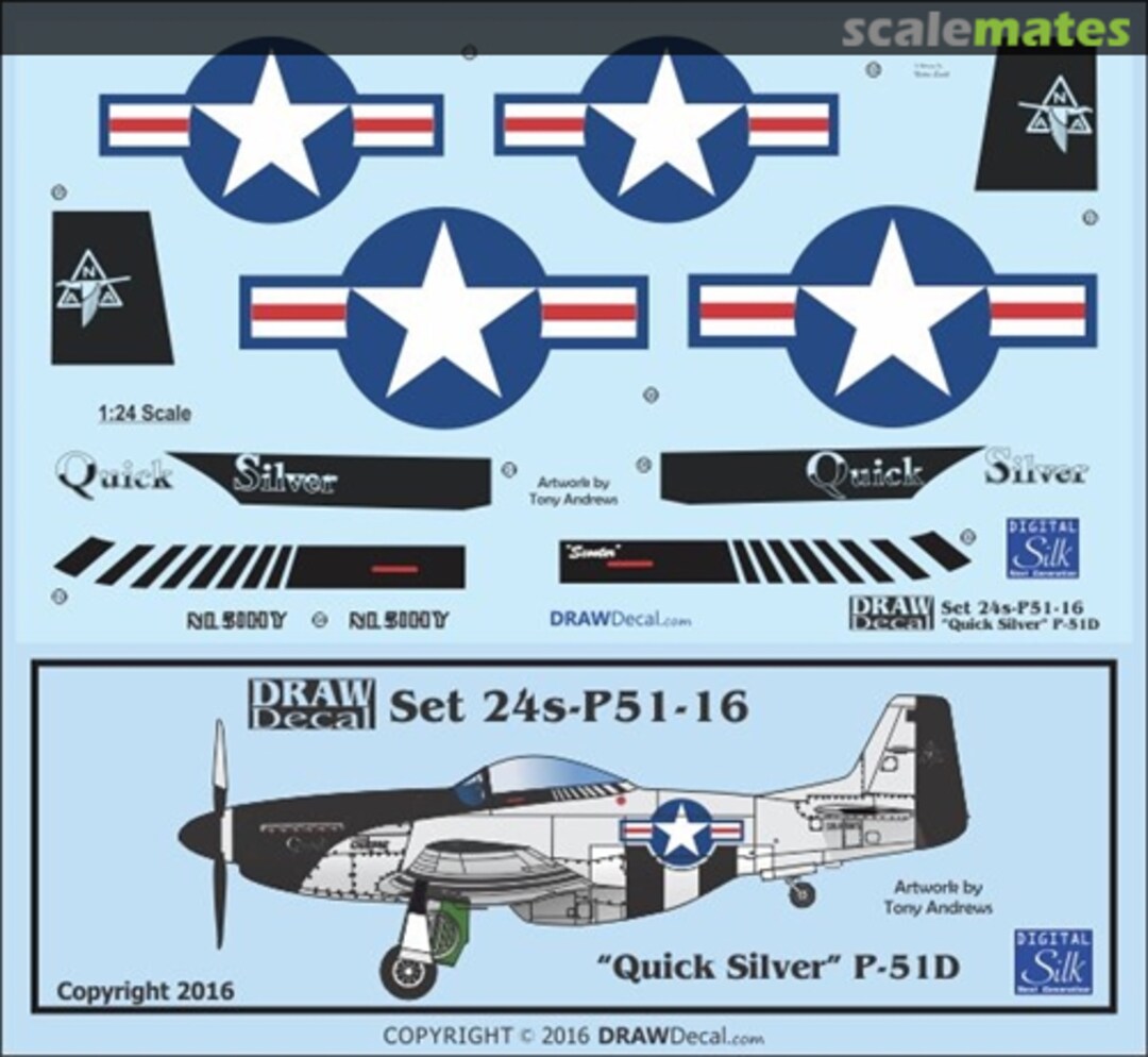 Boxart P-51D "Quick Silver" 24-P51-16 Draw Decal