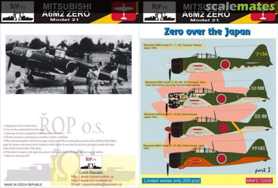 Boxart MITSUBISHI A6M2 ZERO MODEL 21 - ZERO OVER THE JAPAN MNFDL72008 ROP o.s.