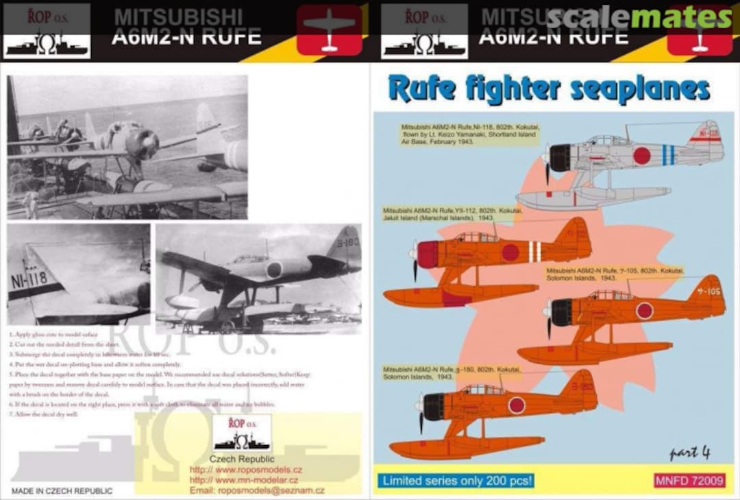 Boxart MITSUBISHI A6M2-N RUFE - RUFE FIGHTER SEAPLANES MNFDL72009 ROP o.s.