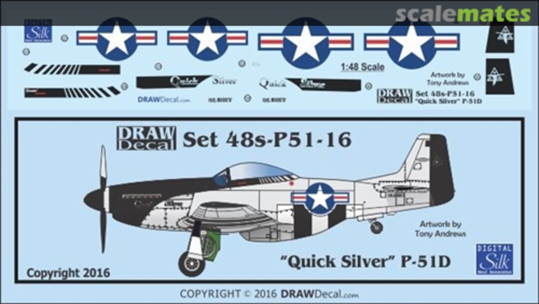 Boxart P-51D "Quick Silver" 48-P51-16 Draw Decal