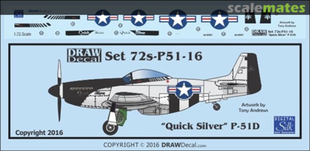 Boxart P-51D Quick Silver 72-P51-16 Draw Decal