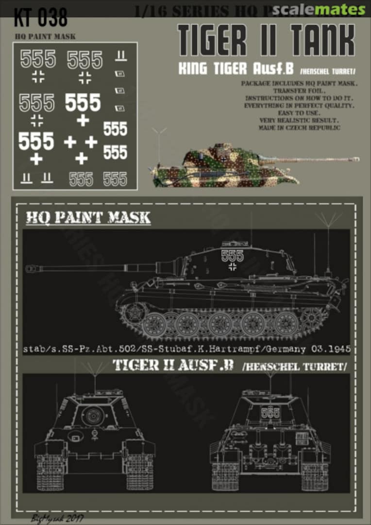 Boxart Kingtiger stab/s.SS-Pz.Abt.502/SS-Stubaf.K.Hartrampf Germany March 1945 Paint Mask KT 038 HQ-Masks