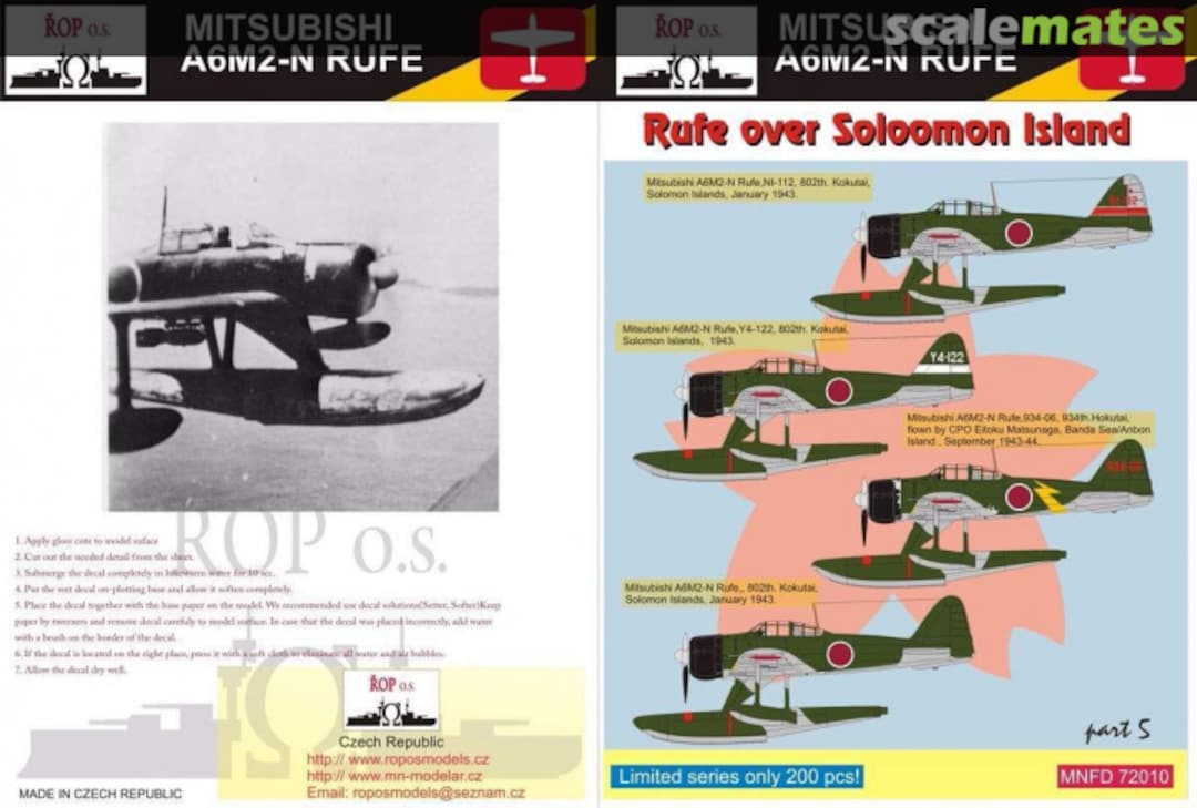 Boxart MITSUBISHI A6M2-N RUFE - RUFE OVER SOLOMON ISLANDS MNFDL72010 ROP o.s.