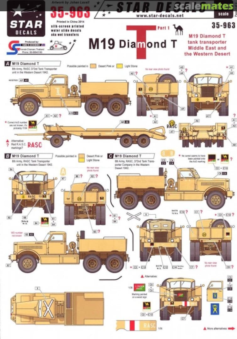 Boxart M19 Diamond Tank Transporter #1 35-963 Star Decals