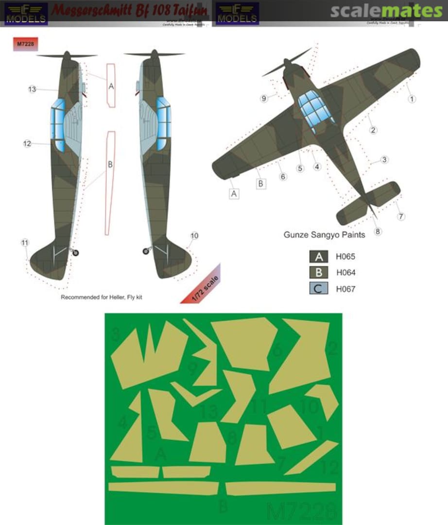 Boxart Messerschmitt Bf 108 Taifun (Camouflage Painting Masks) M7228 LF Models