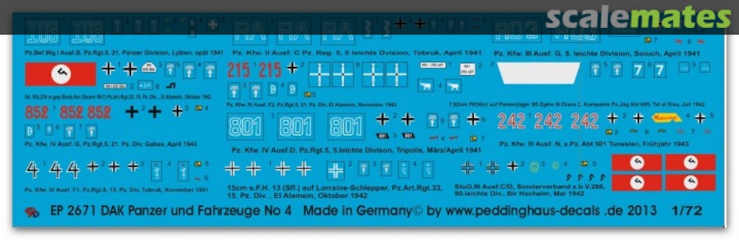 Boxart DAK Tank markings No 4 EP 2671 Peddinghaus-Decals