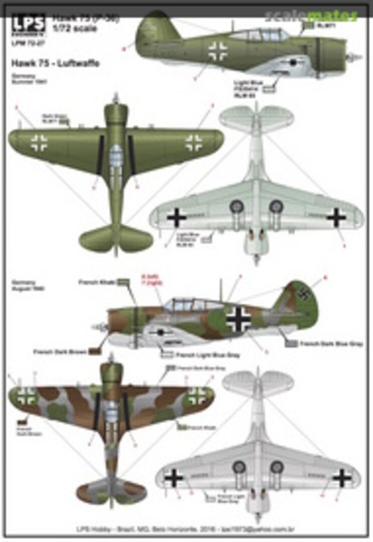 Boxart Curtiss Hawk 75 (P-36) Luftwaffe x 2 LPM72-27 LPS Hobby