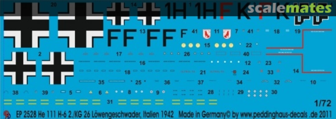 Boxart He 111 H-6 2./KG 26 Löwengeschwader, Italien 1942 EP 2528 Peddinghaus-Decals