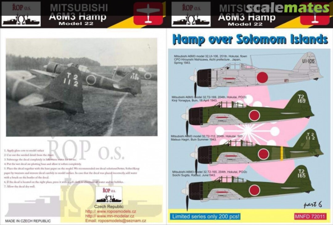 Boxart MITSUBISHI A6M3 HAMP MODEL 32 - HAMP OVER SOLOMON ISLANDS MNFDL72011 ROP o.s.