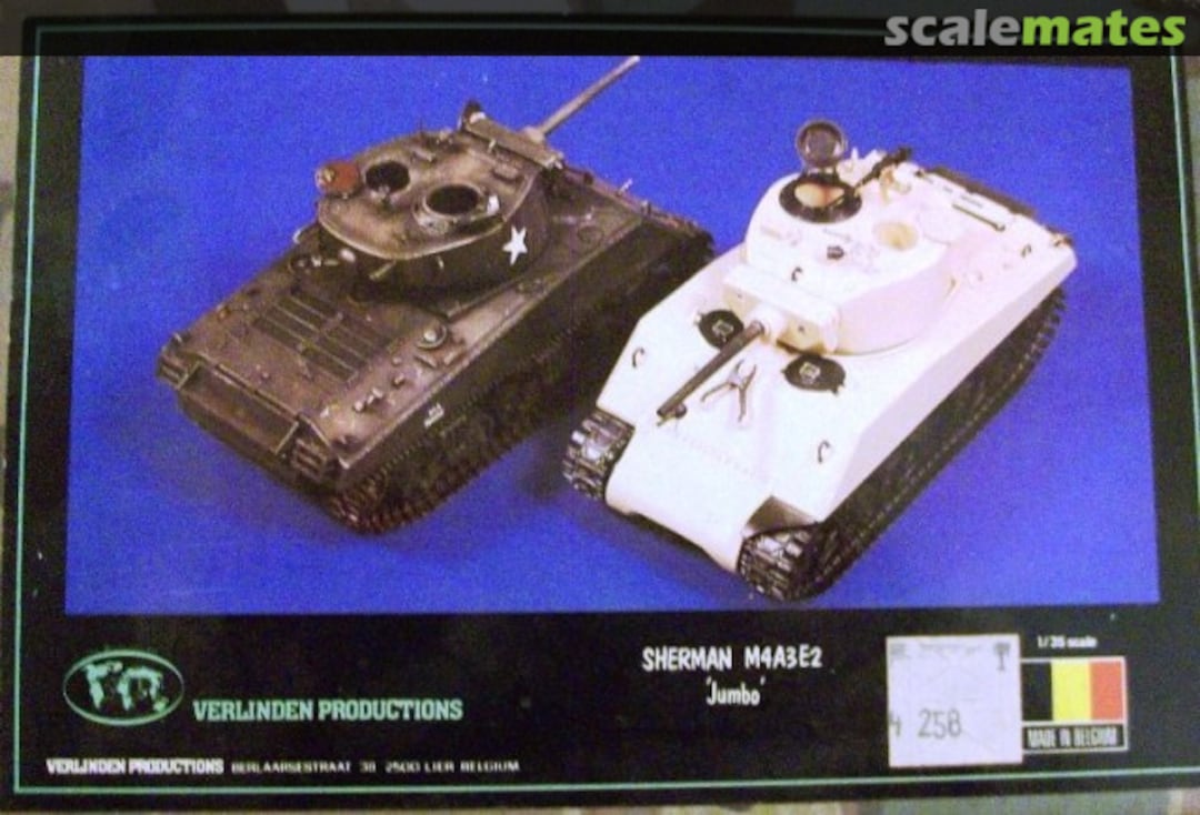 Boxart Sherman M4A3E2 "Jumbo" 258 Verlinden Productions